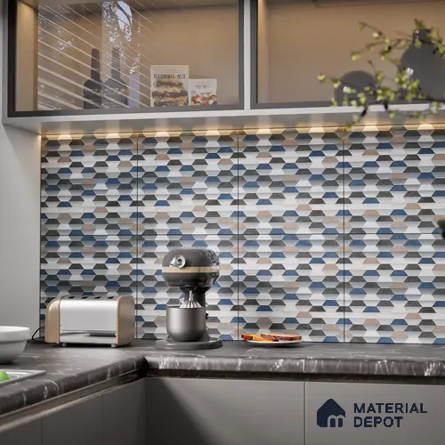 Hexagonal Wall & Floor Tile TL 07237 C Alpi 8001 GLM (Silver) 1 ft x 1 ft Ceramic Matte Finish - 9 mm | 2 mm Spacer is Mandatory | Please Expect a Slight Variation of Pattern